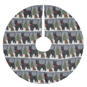 Scottish Terrier Hund i Snö jul Julgransmatta Borstad Polyester