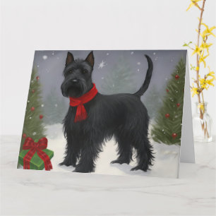 Scottish Terrier Hund i Snö jul Kort