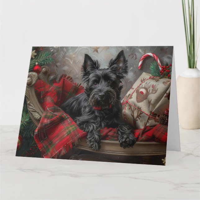 Scottish Terrier Hund jul Festive Kort (Framsida)