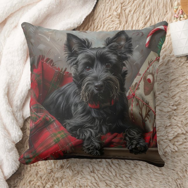 Scottish Terrier Hund jul Festive Kudde (Filt)