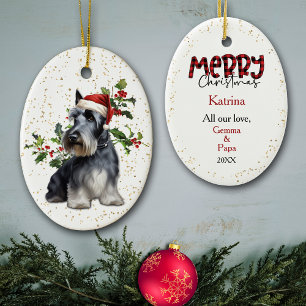 Scottish Terrier Hund jul Holly Julgransprydnad Keramik