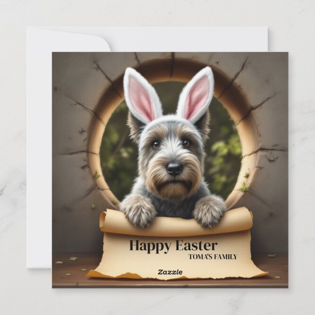 Scottish Terrier hund - med Family Namn Julkort (Baksida)