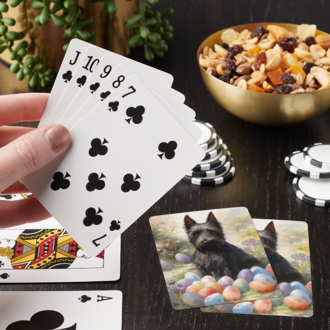 Scottish Terrier Hund med Påskägg Helgdag Casinokort (På plats)
