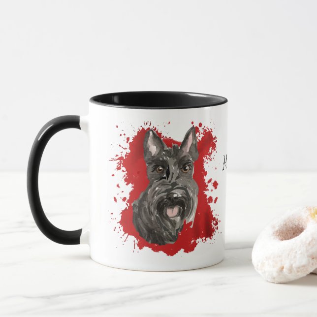 Scottish Terrier Hund Red Abstrakt Mugg (Med munk)