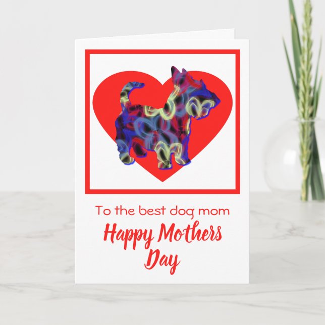 Scottish Terrier Hund Red Heart Mor's Day Card Tack Kort (Framsida)