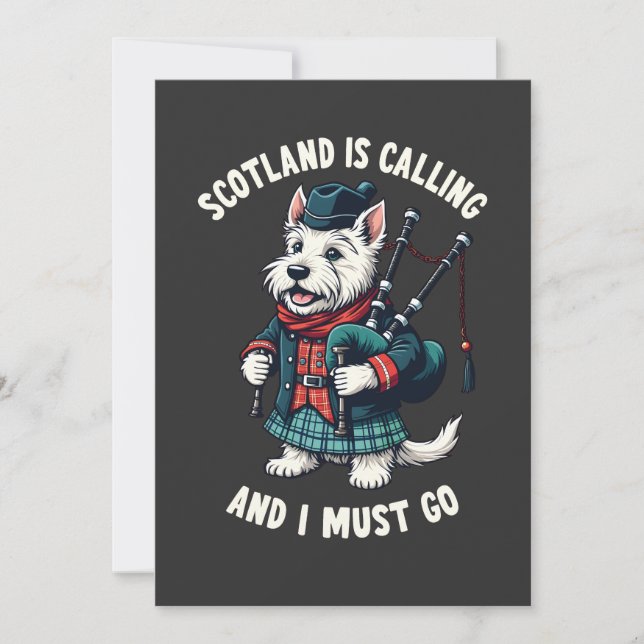 Scottish Terrier Hund Scotland ringer och jag måst Inbjudningar (Framsida)