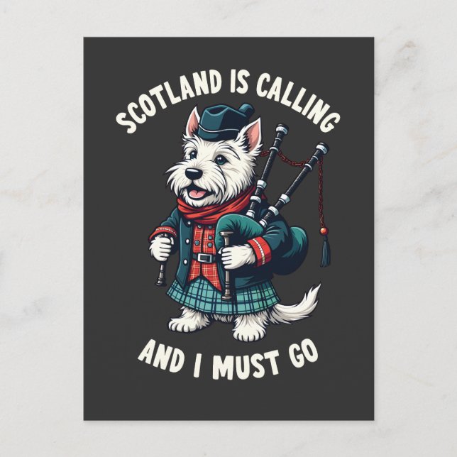 Scottish Terrier Hund Scotland ringer och jag måst Vykort (Framsida)