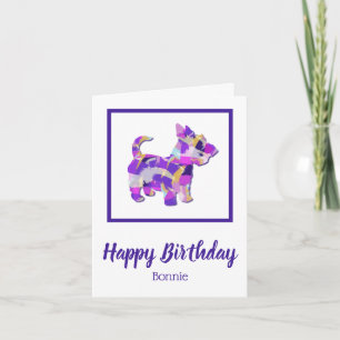 Scottish Terrier Hund Silhouette Cute Lila PY&B Kort