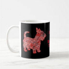 Scottish Terrier Hund Silhouette Red Grid Kaffemugg