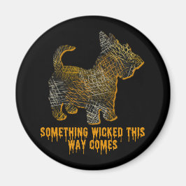 Scottish Terrier Hund Silhouette Roligt Halloween Magnet