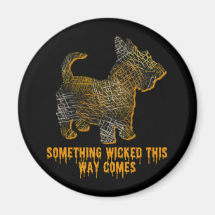 Scottish Terrier Hund Silhouette Roligt Halloween Magnet