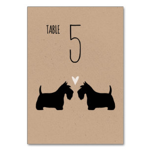 Scottish Terrier Hund Silhouettes Wedding Receptio Bordsnummer