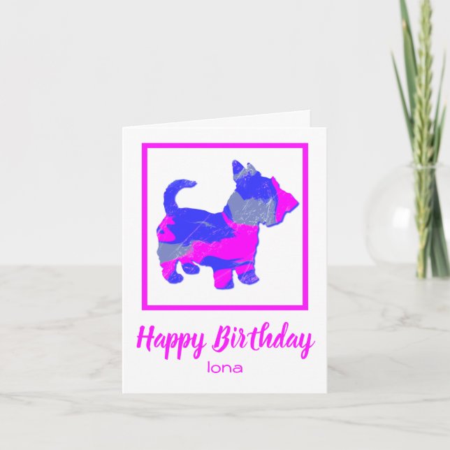 Scottish Terrier Hund Sillhouette Funny Birthday Kort (Framsida)