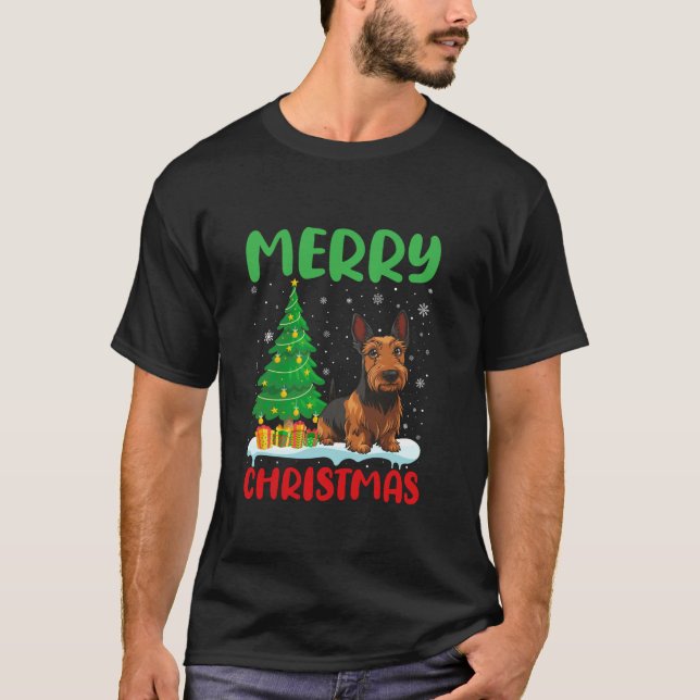 Scottish Terrier Hund Träd Julafton Sweater Ugly T Shirt (Framsida)
