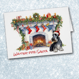 Scottish Terrier Hund Wait for Santa Fireplace Hälsningskort