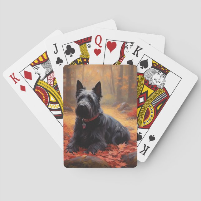 Scottish Terrier i Höst löv Fall Inspire Casinokort (Baksidan)