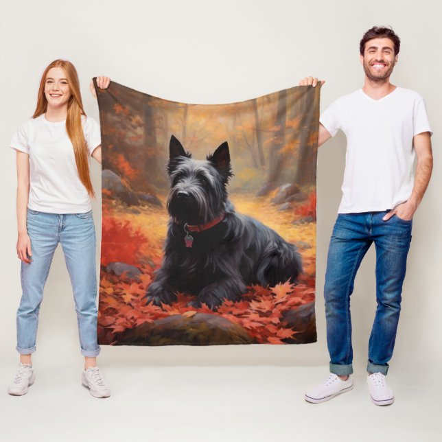 Scottish Terrier i Höst löv Fall Inspire Fleecefilt (På plats)