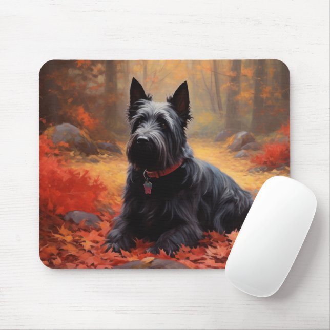 Scottish Terrier i höstlöv Fall Inspire Musmatta (Med mus)