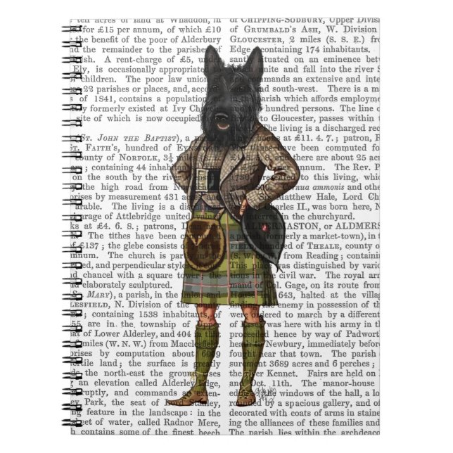 Scottish Terrier i Kilt Anteckningsbok Med Spiral (Framsidan)