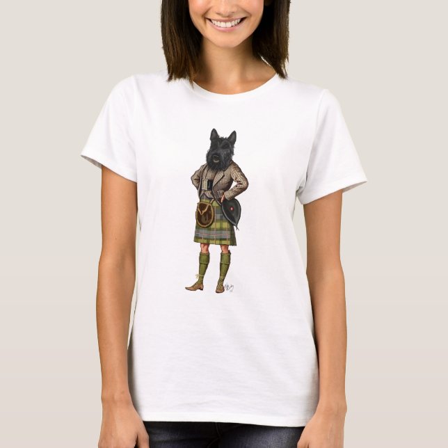 Scottish Terrier i Kilt T-shirt (Framsida)