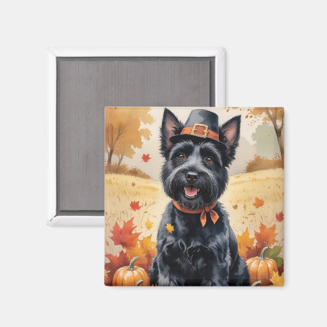 Scottish Terrier in Höst löv Thanksgiving Art Magnet (Front/Back)
