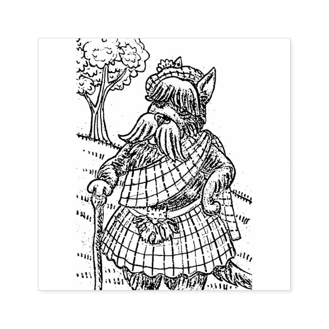 SCOTTISH TERRIER IN KILT, CAT SPORRAN, SCOTTIE HUN STÄMPEL (Tryck)