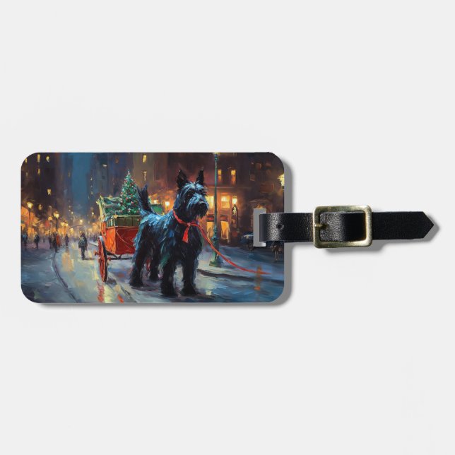 Scottish Terrier jul Festive Season Bagagebricka (Horisontell Framsida)