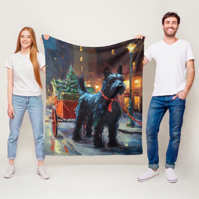 Scottish Terrier jul Festive Season Fleecefilt (På plats)