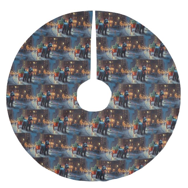 Scottish Terrier jul Festive Season Julgransmatta Borstad Polyester (Framsidan)