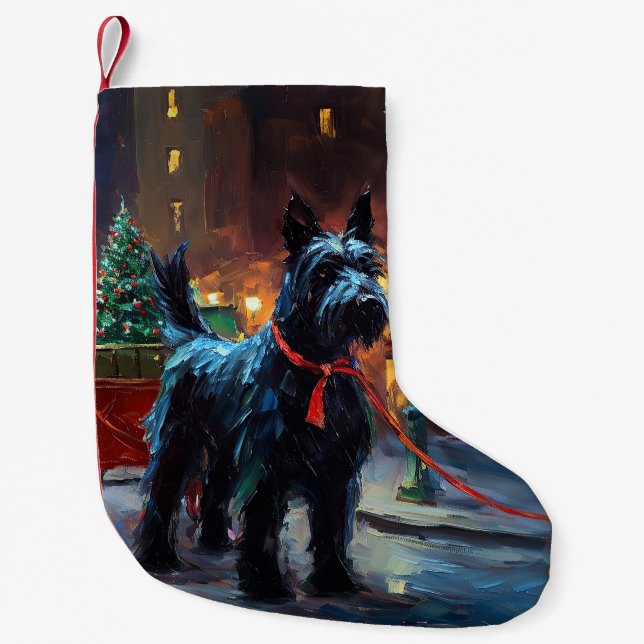 Scottish Terrier jul Festive Season Liten Julstrumpa (Framsidan)