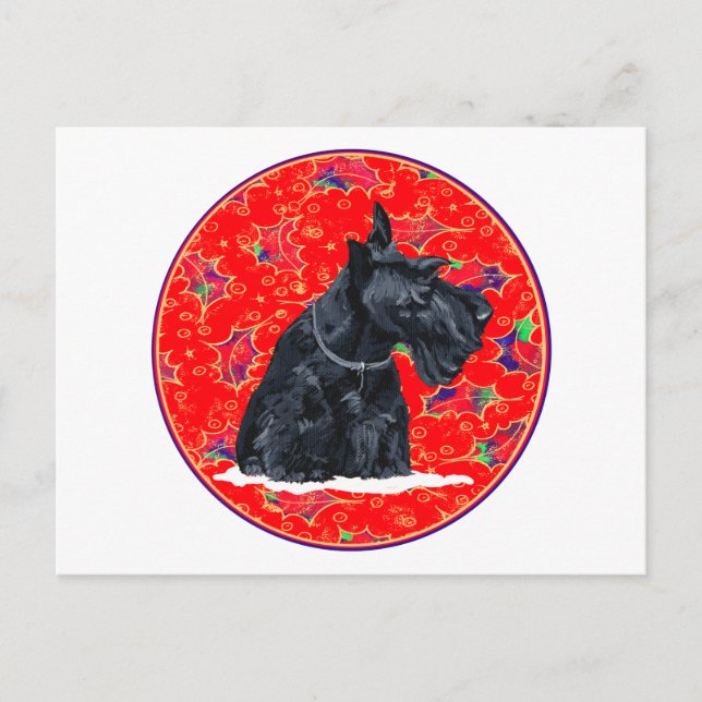 Scottish Terrier jul Helg Vykort (Framsida)