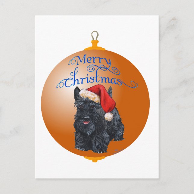 Scottish Terrier jul Ornament Helg Vykort (Framsida)