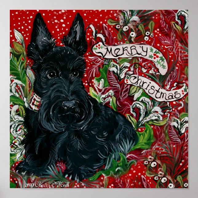 Scottish Terrier Julafton Poster (Framsidan)