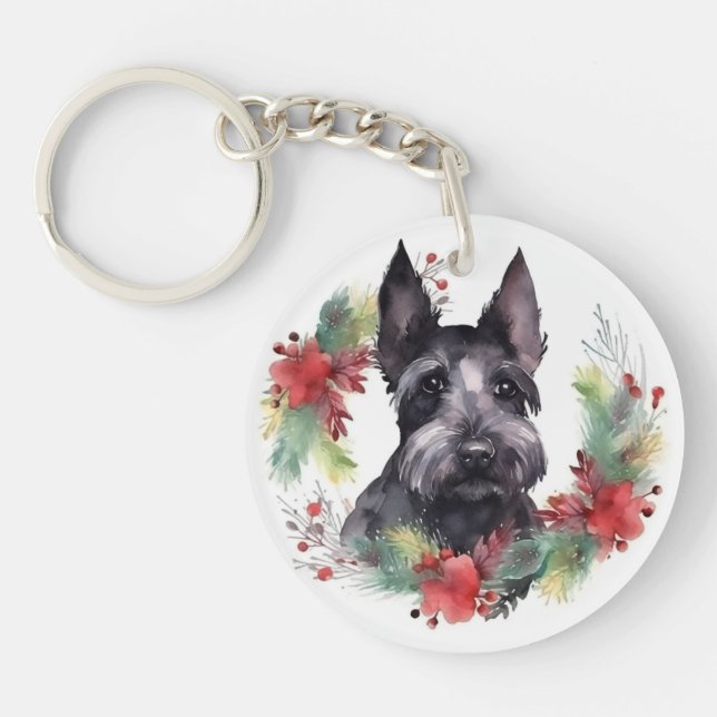 Scottish Terrier-julen-Valpen Festive (Framsidan)