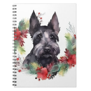 Scottish Terrier-julen-Valpen Festive Anteckningsbok