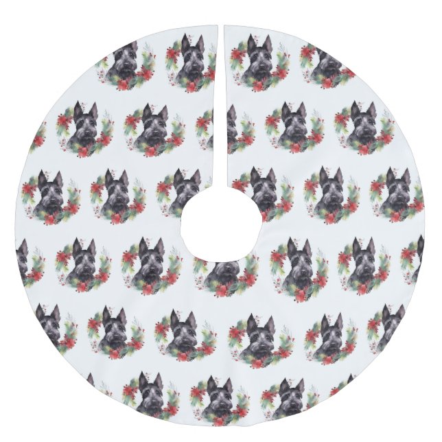 Scottish Terrier-julen-Valpen Festive Julgransmatta Borstad Polyester (Framsidan)
