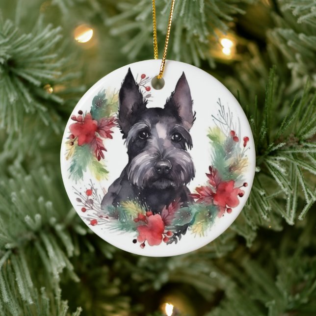 Scottish Terrier-julen-Valpen Festive Julgransprydnad Keramik (Träd)