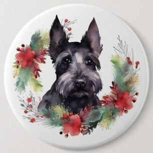 Scottish Terrier-julen-Valpen Festive Knapp