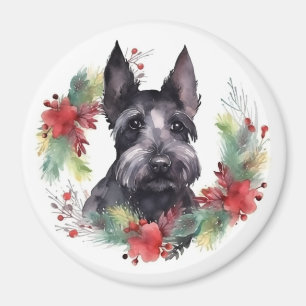 Scottish Terrier-julen-Valpen Festive Magnet