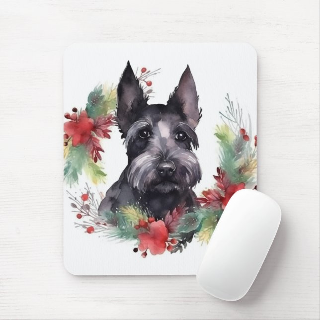 Scottish Terrier-julen-Valpen Festive Musmatta (Med mus)