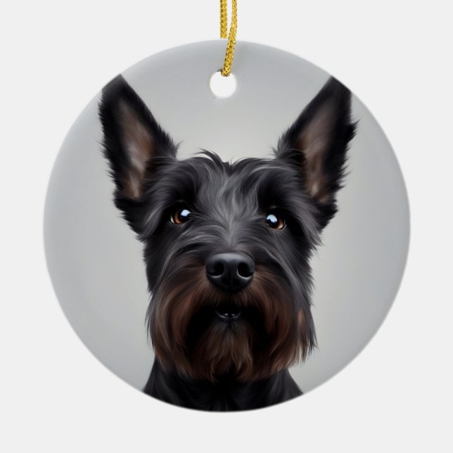 Scottish Terrier Julgransprydnad Keramik (Framsidan)