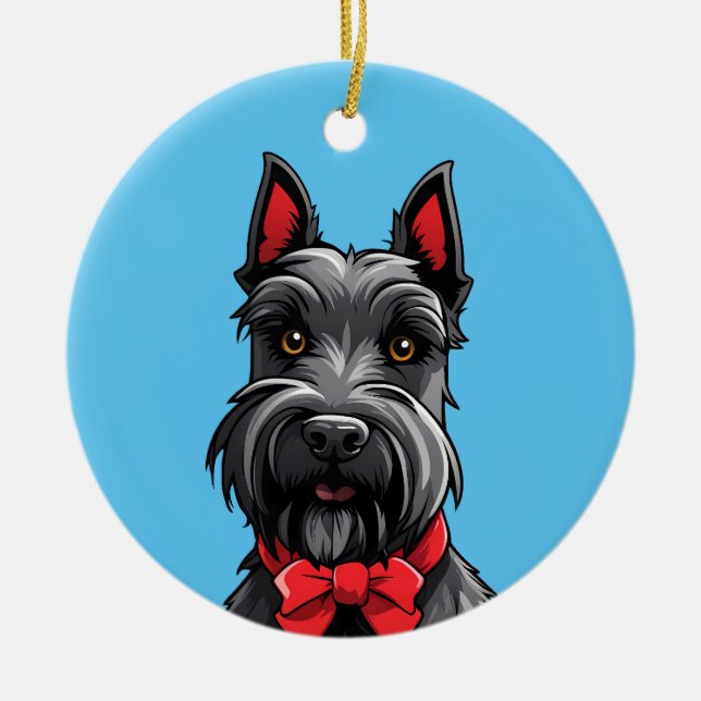 Scottish Terrier Julgransprydnad Keramik (Framsidan)