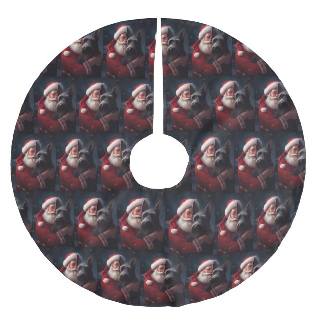 Scottish Terrier Jultomten Festive jul Julgransmatta Borstad Polyester (Framsidan)