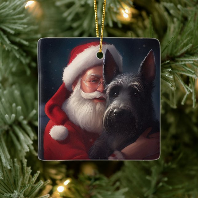 Scottish Terrier Jultomten Festive jul Julgransprydnad Keramik (Träd)