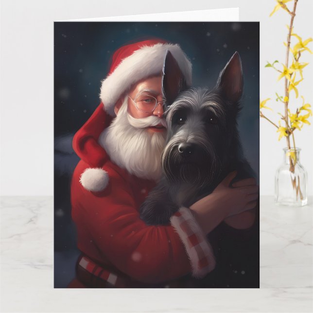 Scottish Terrier Jultomten Festive jul Kort (Gul blomma)