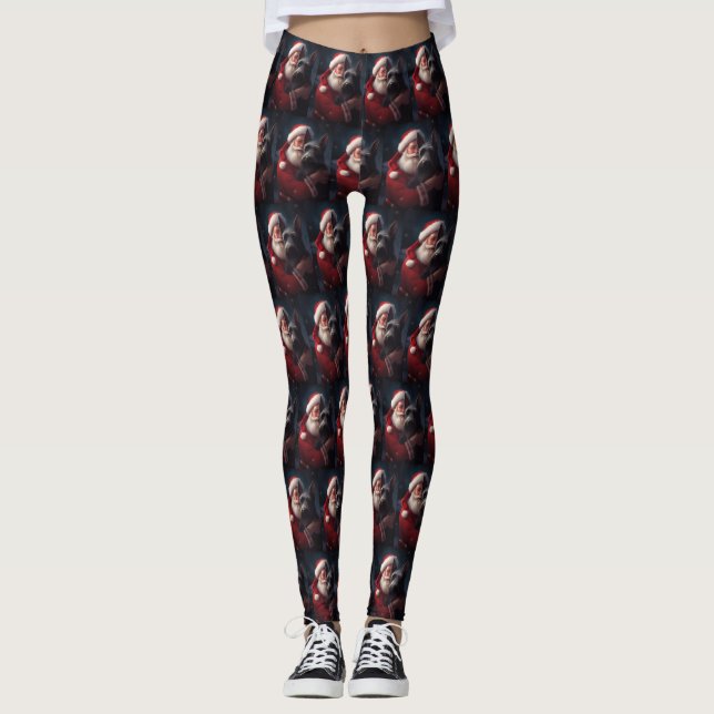 Scottish Terrier Jultomten Festive jul Leggings (Framsida)