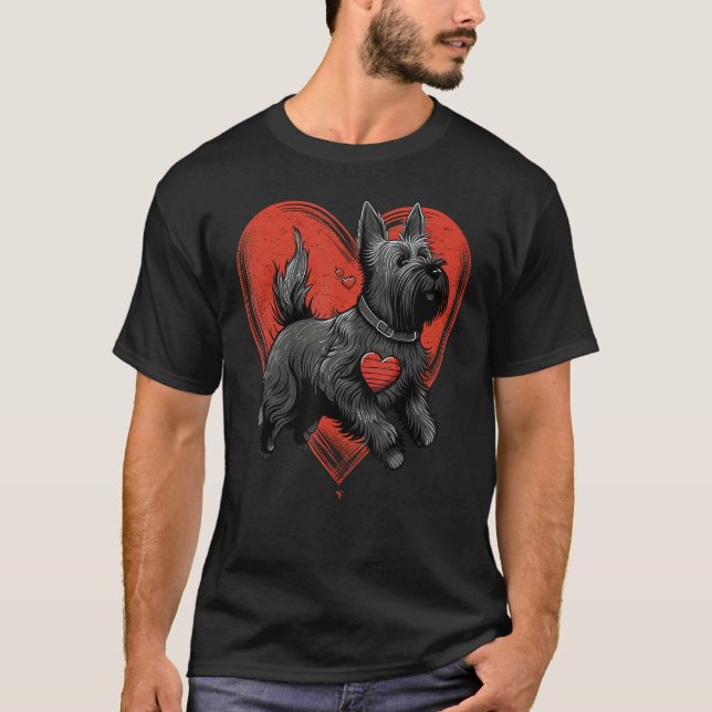 Scottish Terrier Kärlek Heart för Valentines day S T Shirt (Framsida)