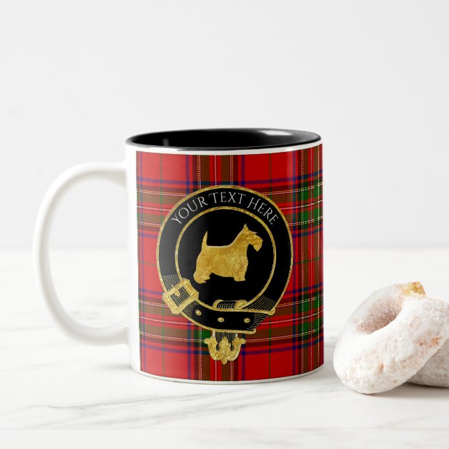 Scottish Terrier Klan Vapensköld Tartan Två-Tonad Mugg (Med munk)