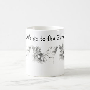 Scottish Terrier Labrador Friends Bläck Teckning Kaffemugg