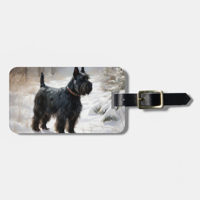 Scottish Terrier Låt det snöa jul Bagagebricka (Horisontell Framsida)
